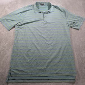 Peter Millar Summer Comfort Polo Shirt XL Blue Green Striped Golf Performance